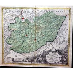 Johann Baptist Homann, Marchionatus Moraviae Circulus Hradistiensis quem mandato caesareo accurat&egrave; emensus hac mappa delineatum - Harta cca. 1720