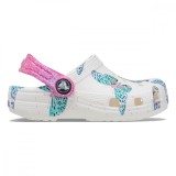 Saboti Crocs Toddler Classic Butterfly Clog Alb - White/Multi