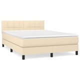 Cumpara ieftin Pat box spring cu saltea, crem, 140x200 cm, textil