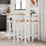 vidaXL Set mobilier de bar, 5 piese, alb, lemn masiv de pin