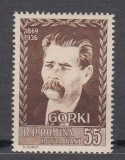 ROMANIA 1956 LP 416 - 20 DE ANI DE LA MOARTEA LUI MAXIM GORKI MNH, Nestampilat