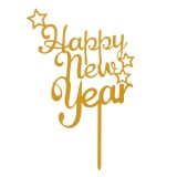 Ornament pentru Tort Chec New Year Auriu, CMCLASS