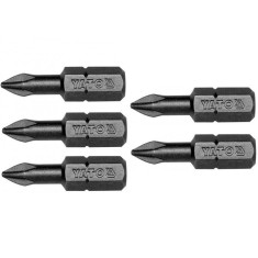 Set 5 biti profesionali Yato 1 4 , 25mm, cap PH1, HRC 58-62, realizat din otel forjat, cu acoperire anticoroziva