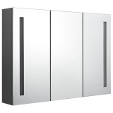 Cumpara ieftin Dulap de baie cu oglinda si LED, gri, 89x14x62 cm