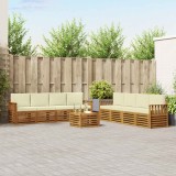 vidaXL Seturi de canapele 9 pcs Natural și Crem Lemn Solid de Acacia 3374560