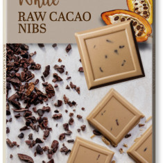 Ciocolata alba cu cacao nibs bio, 70g, Benjamissimo