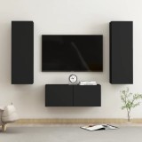 vidaXL Set comode TV, 3 buc., negru, PAL