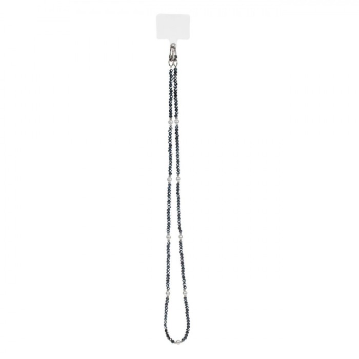 Curea G&acirc;t Telefon Mobil, Rozariu, Blue Black, Perle Albe, 48cm