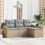 Cumpara ieftin Set de canapele pentru grădină cu pernă 4 pcs Bej, Gri deschis