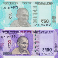 Bancnota India 50 si 100 Rupii 2019 - P111/112 UNC ( set x2 - litera L )