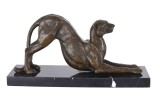 Pantera-statueta Art Deco din bronz cu un soclu din marmura PAB041