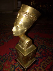 Sculptura deosebita din alama masiva reprezentand Nefertiti foto