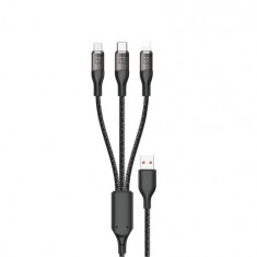 Cablu de incarcare rapida 120W 1,2m 3in1 USB - USB-C / microUSB / Lightning Dudao L22X - argintiu