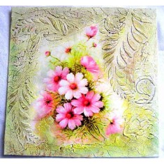 Tablou panza cu flori in culori pastelate, tablou handmade 29688