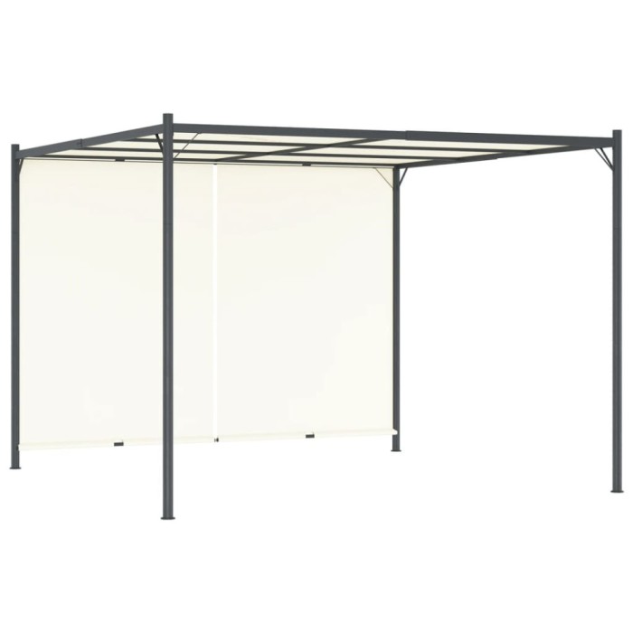 vidaXL Pergolă cu acoperiș rabatabil, alb crem, 3 x 3 m, oțel