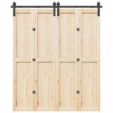 VidaXL Set feronerie pentru ușă glisantă, negru, 183 cm, oțel