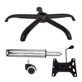 Cumpara ieftin Set placuta balans metalica 26 x 15 cm, baza 64 cm, rolă universală cauciuc si cilindru piston, gaz, pentru scaune birou, argintiu, 35 cm