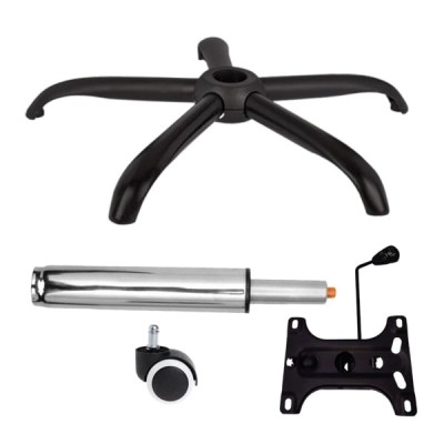 Set placuta balans metalica 26 x 15 cm, baza 64 cm, rolă universală cauciuc si cilindru piston, gaz, pentru scaune birou, argintiu, 35 cm foto
