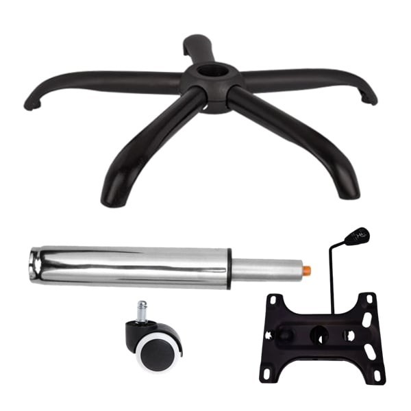 Set placuta balans metalica 26 x 15 cm, baza 64 cm, rolă universală cauciuc si cilindru piston, gaz, pentru scaune birou, argintiu, 35 cm