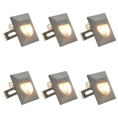 vidaXL Lămpi de perete LED de exterior, 6 buc., argintiu, 5 W, pătrat foto