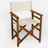 Scaun tip Regizor din Lemn de Acacia Ecru cu Textil, CMCLASS