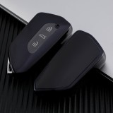 Husa Cheie Briceag Compatibila cu Golf MK6, 3 Butoane, Tpu, Aspect Piele, Gri