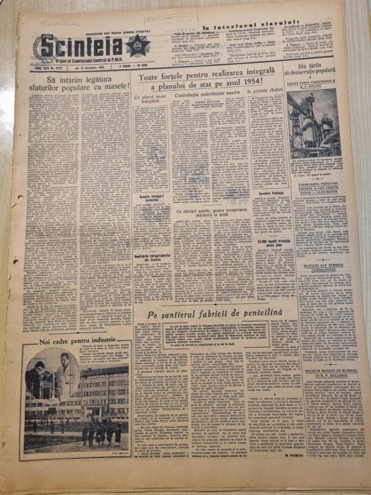 scanteia 16 decembrie 1954-art. aninoasa,caracal,sinaia