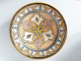 Farfurie perete ceramica SAFI Maroc, handmade, 26cm diametru, lut