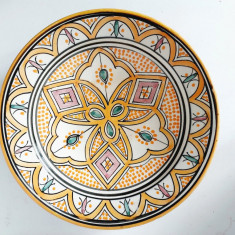 Farfurie perete ceramica SAFI Maroc, handmade, 26cm diametru, lut