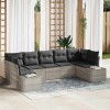 VidaXL Set de canapele pentru grădină 7 pcs Gri deschis Rattan poli 3347212