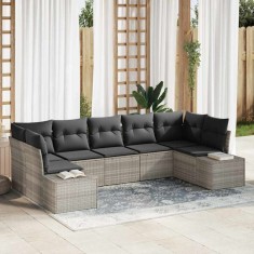 vidaXL Set de canapele pentru grădină 7 pcs Gri deschis Rattan poli 3347212
