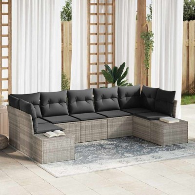 vidaXL Set de canapele pentru grădină 7 pcs Gri deschis Rattan poli 3347212 foto