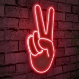 Cumpara ieftin Decoratiune luminoasa LED de perete Victory Sign Rosu 29x44x2 cm