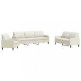 Set de canapele cu perne, 4 piese, crem, catifea