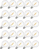 Cumpara ieftin Becuri LED G40 Solar Hcnew, 25 buc, E12, DC 24V, 1W, 2700K Alb Cald, Rezistente la Soc si Apa, IP44