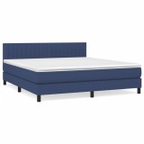 Cumpara ieftin Pat continental cu saltea, albastru, 160x200cm, material textil