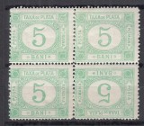 ROMANIA 1902 TAXE DE PLATA EMISIUNEA a VIII-a BLOC 5 BANI PERECHE+TETE-BECHE, Nestampilat