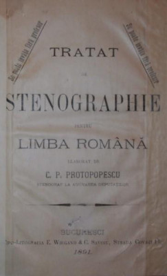 TRATAT DE STENOGRAPHIE PENTRU LIMBA ROMANA, 1891 foto