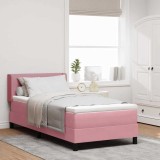 Cumpara ieftin Pat cu arcuri cu headboard Manual Roz 200 x 80 cm Catifea