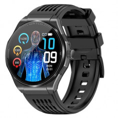 Smartwatch iSEN JA03, Ecran AMOLED HD 1.43inch, Glicemie, Apel Bluetooth, Apel SOS, Asistenta vocala, Nivel radiatii, EKG, Acid uric, Lipide sange, Ma