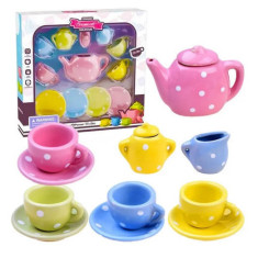 Set de joaca cescute ceai colorate din ceramica 13 piese