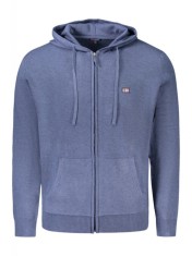 Hanorac cu fermoar barbati, cu mini logo brodat, Regular fit, albastru deschis, M