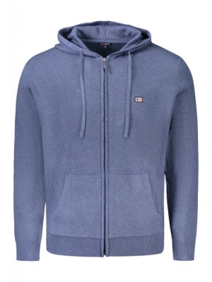 Hanorac cu fermoar barbati, cu mini logo brodat, Regular fit, albastru deschis, M foto