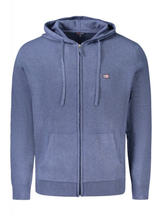 Hanorac cu fermoar barbati, cu mini logo brodat, Regular fit, albastru deschis, M