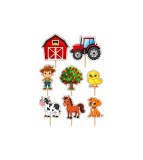 Set 8 Toppere Model Farm pentru Tort, Carton Foliat