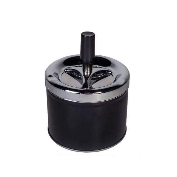 Scrumiera metalica cu capac, model negru mat