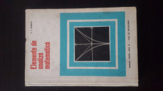 Elemente de analiza matematica, anul III - D. V. Ionescu, 1969 foto