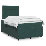 Cumpara ieftin Pat box spring cu saltea, verde &icirc;nchis, 120x200 cm, catifea