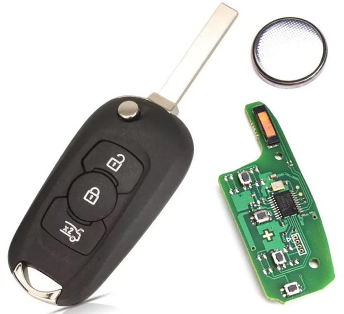 Cheie auto completa programabila, Techstar tip briceag, 3 butoane, compatibila Opel Astra K 2015&ndash;2021 &ndash; 434 MHz, cip ID46 PCF7961E, lama HU100