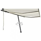 vidaXL Copertină automată cu senzor v&acirc;nt &amp; LED, crem, 450x300 cm